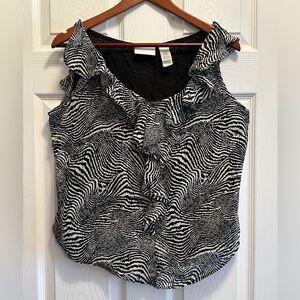 Liz Claiborne Zebra Print Flutter Sleeve Top